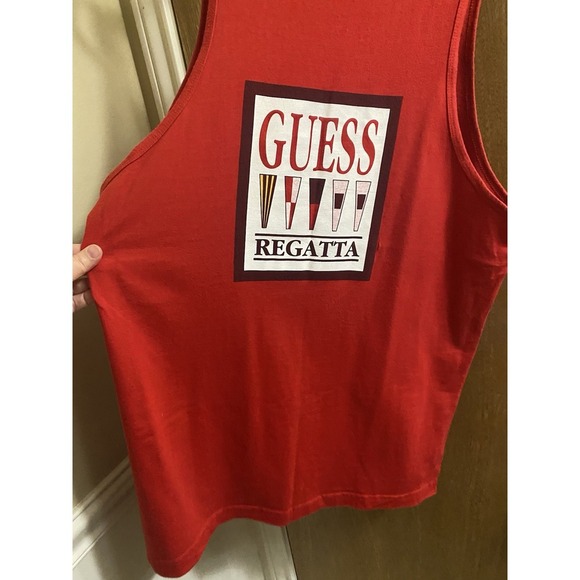 Vintage GUESS Regatta 90's Unisex Size XL Tank Top Sleeveless USA Red - Picture 12 of 14